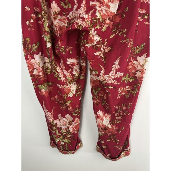 Sundance Boho Cotton Pull On Pants Floral Red Drawstring Lounge Women’s Large - Picture 9 of 10